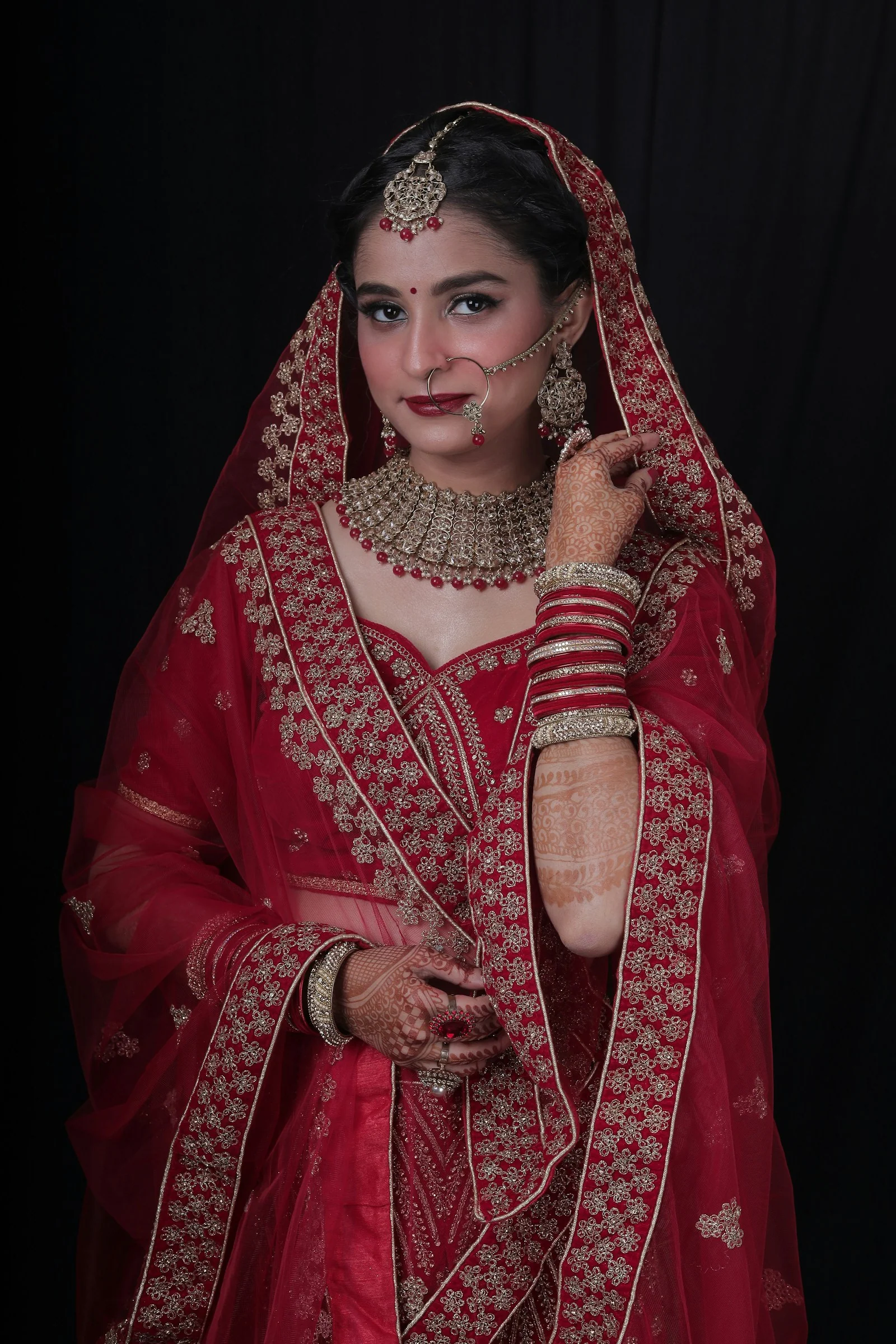 Shehnaz Velvet Bridal Lehenga, front view