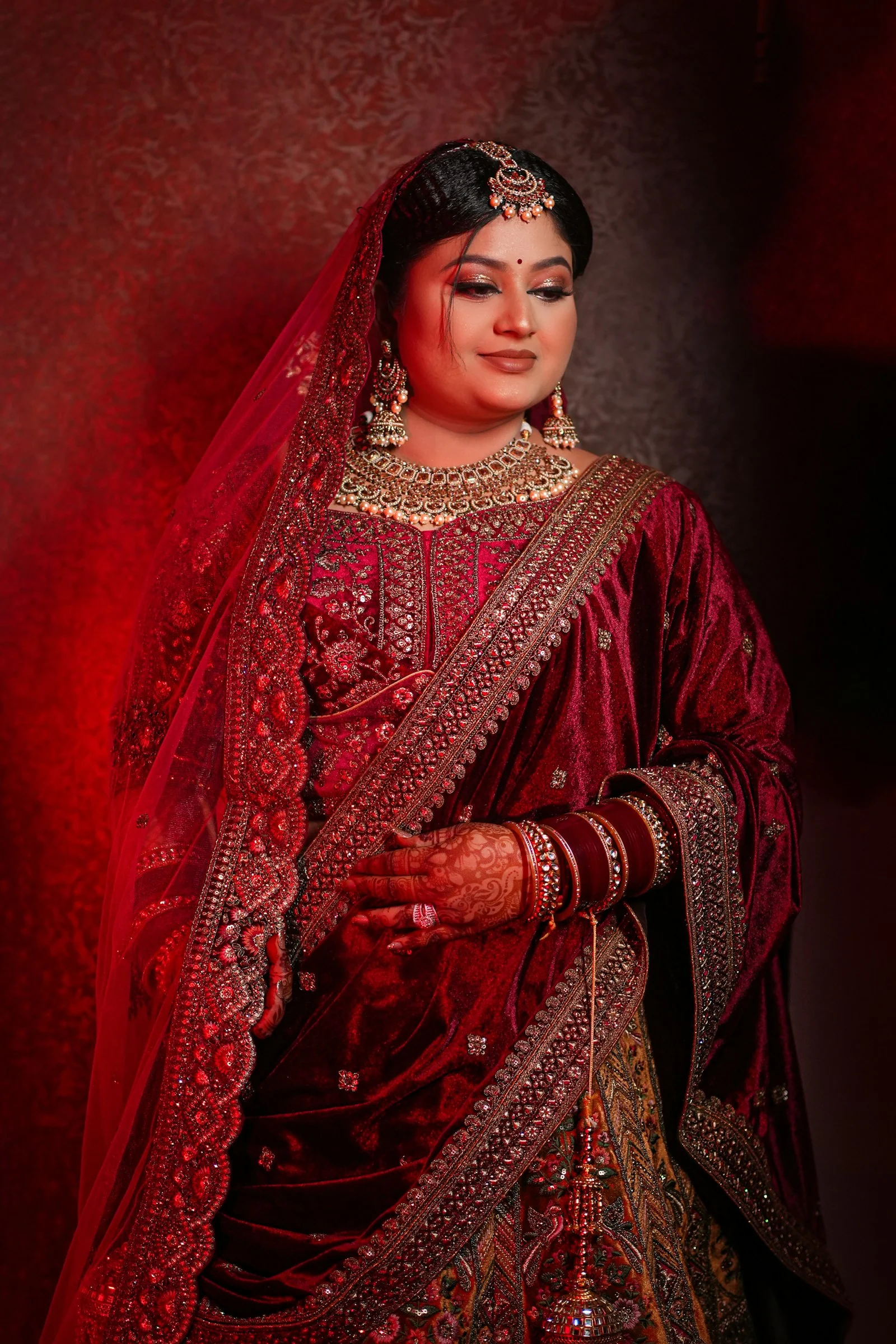 Shehnaz Velvet Bridal Lehenga, side view