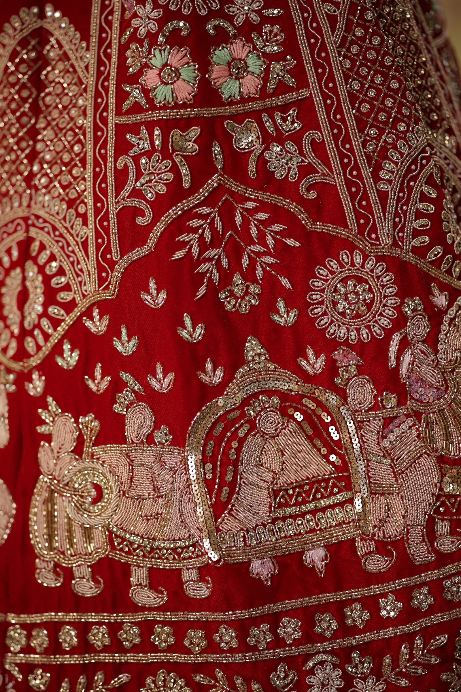 Close-up of zardozi hand embroidery