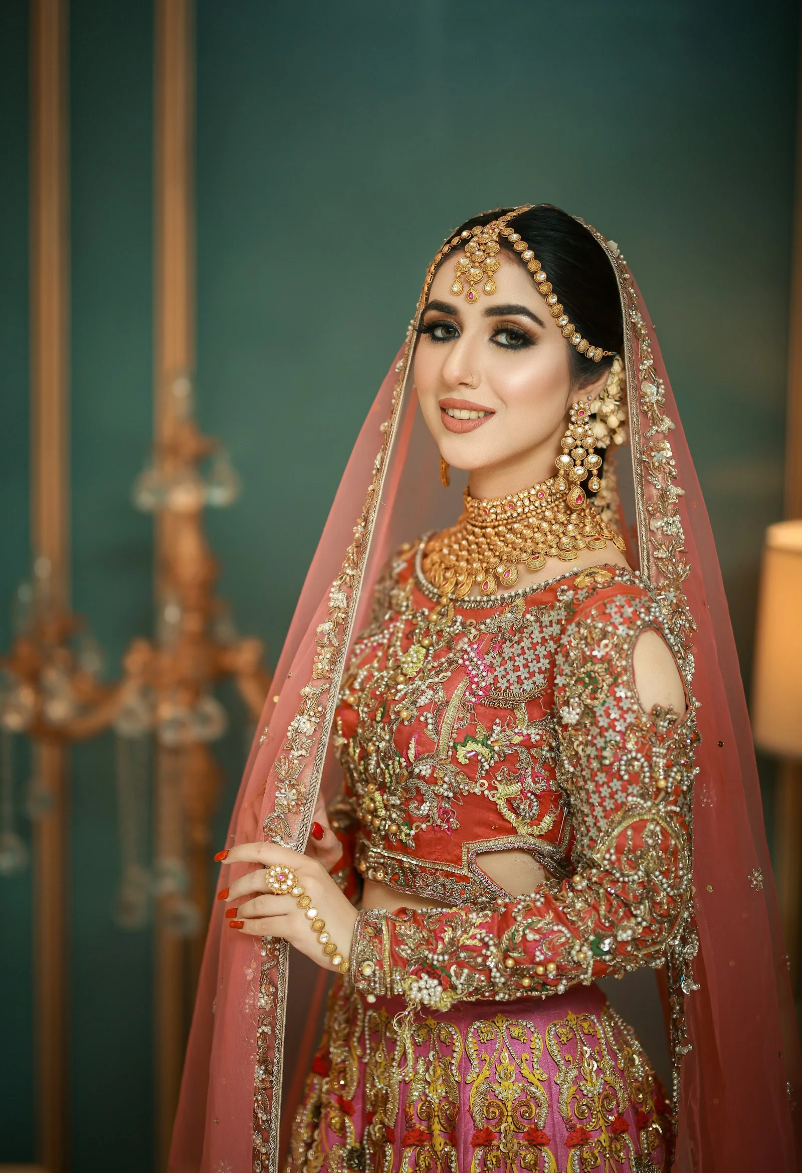 Mahnoor Blush Nikah Lehenga, front view