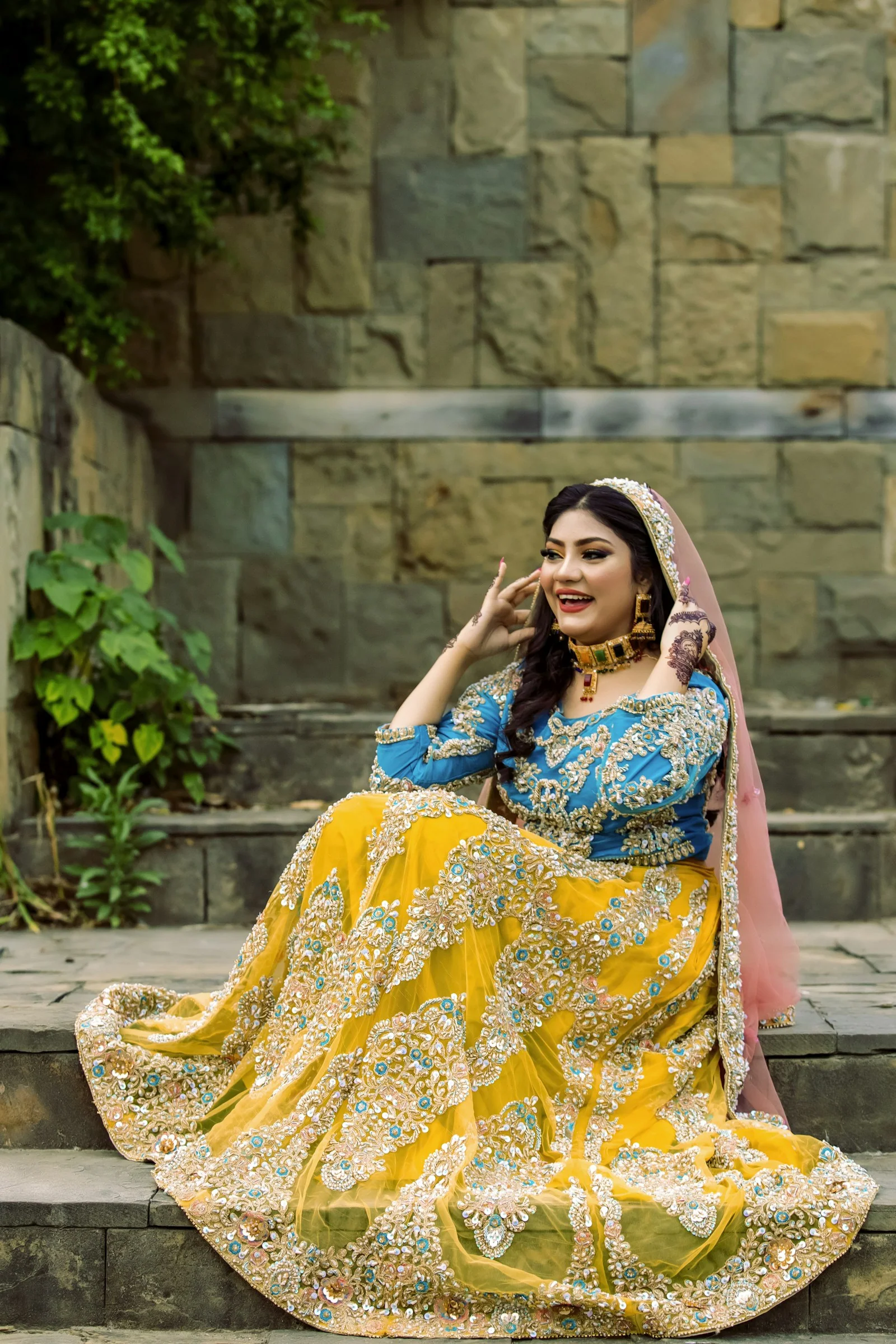 Basant Mehndi Lehenga, front view